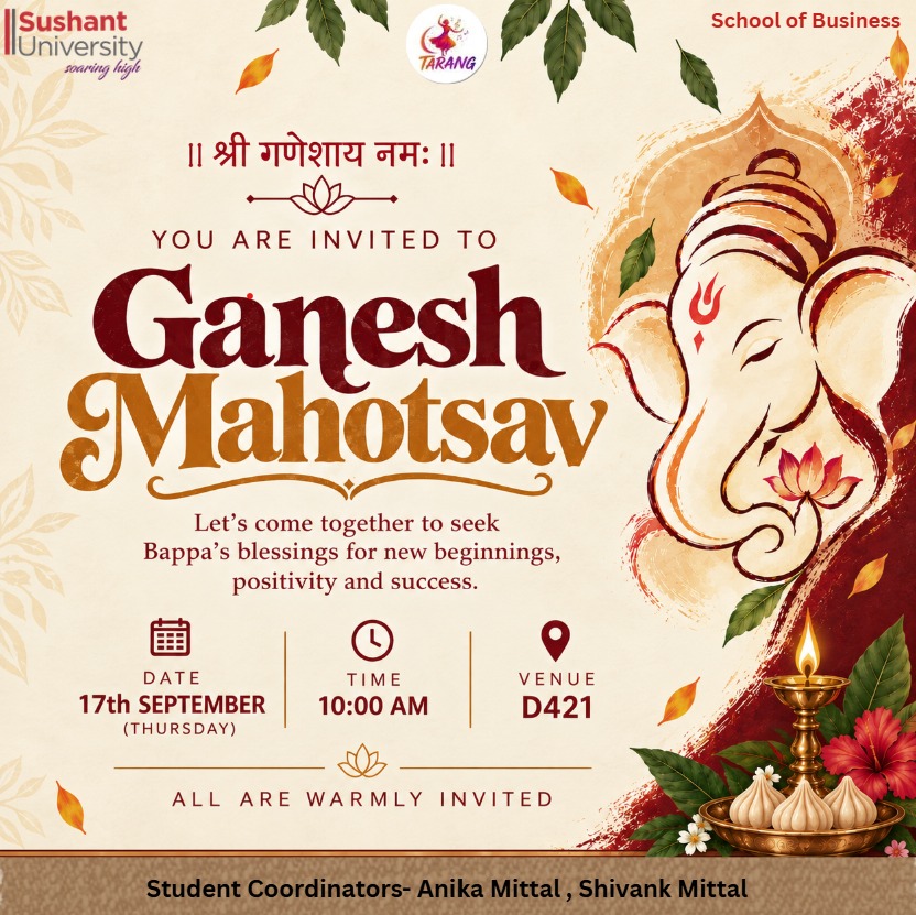 Ganesh Chaturthi Celebration Collage at Sushant University Gurugram